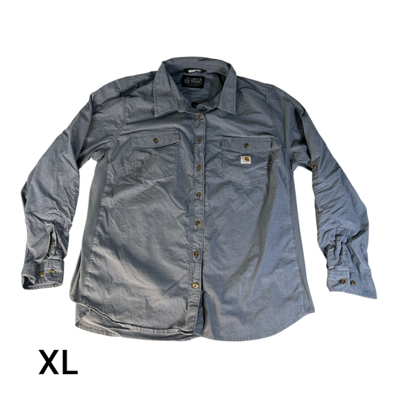 Carhartt Shirt Men's Button Up Rugged Loose Fit Gray Sz XL - Picture 1 of 5